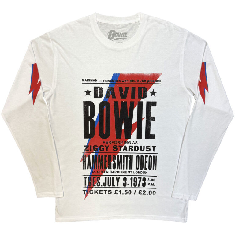 David Bowie Hammersmith Odeon White Sleeve Print Long Sleeve T-Shirt
