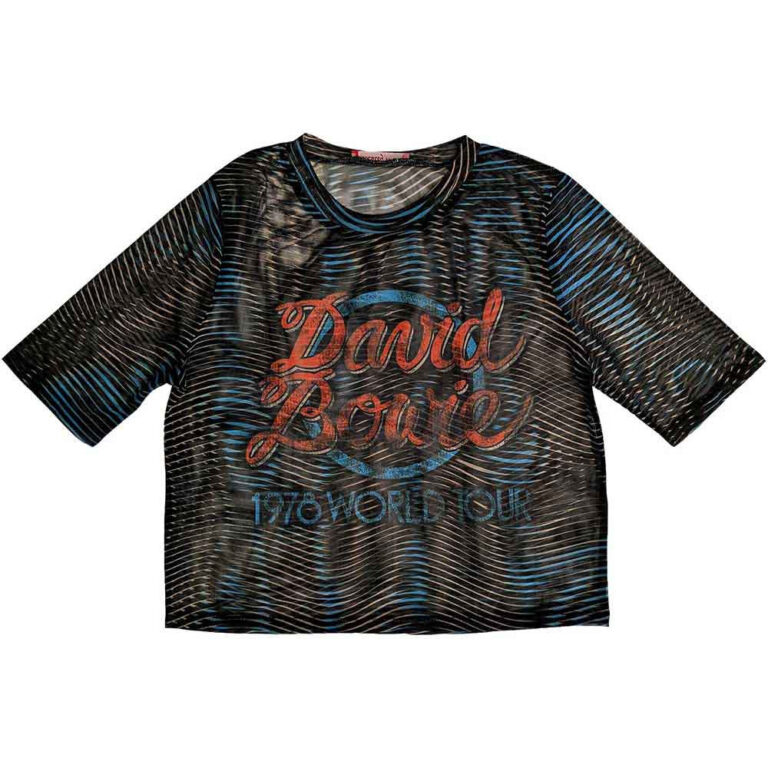 David Bowie Ladies Mesh Crop Top: 1978 World Tour Black T-Shirt