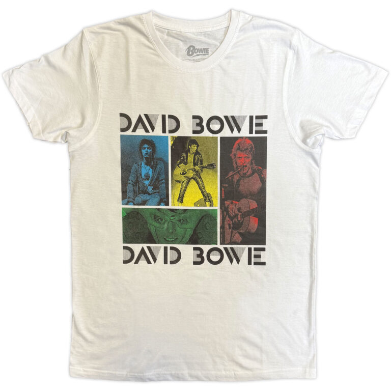 David Bowie Mick Rock Photo Collage White T-Shirt