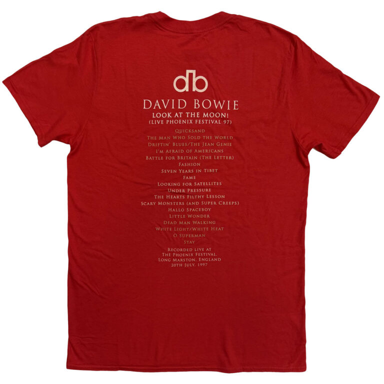 David Bowie Pheonix Festival Cardinal Red Back Print T-Shirt