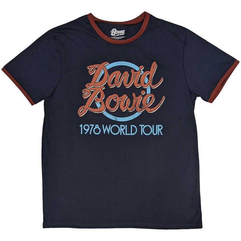 David Bowie 1978 World Tour Navy Blue Ringer T-Shirt