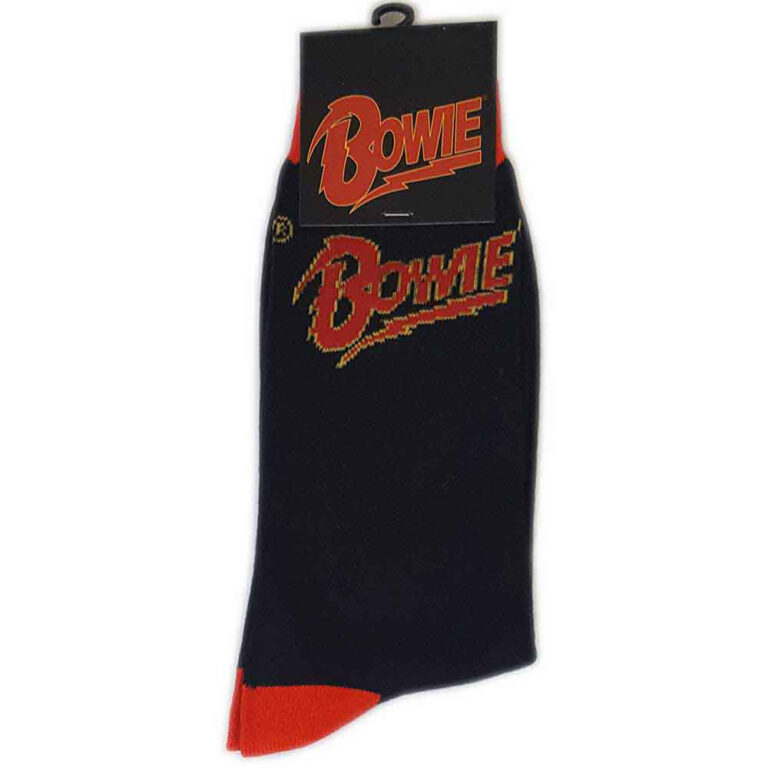 David Bowie Unisex Flash Logo Black UK Size 4 – 7 Socks
