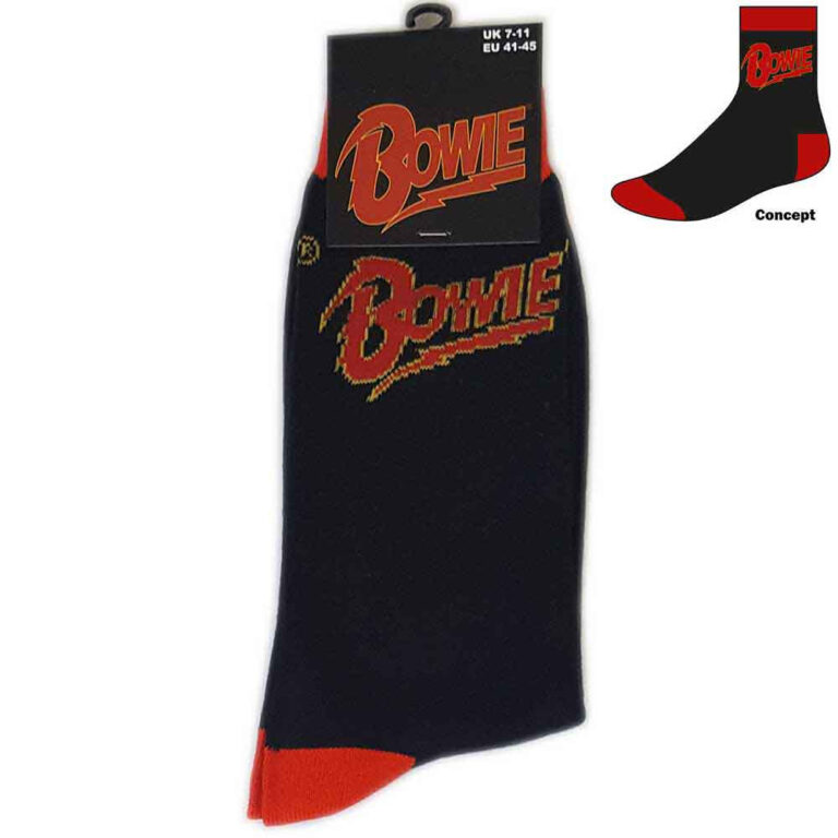 David Bowie Unisex Logo Black UK Size 7 – 11 Socks
