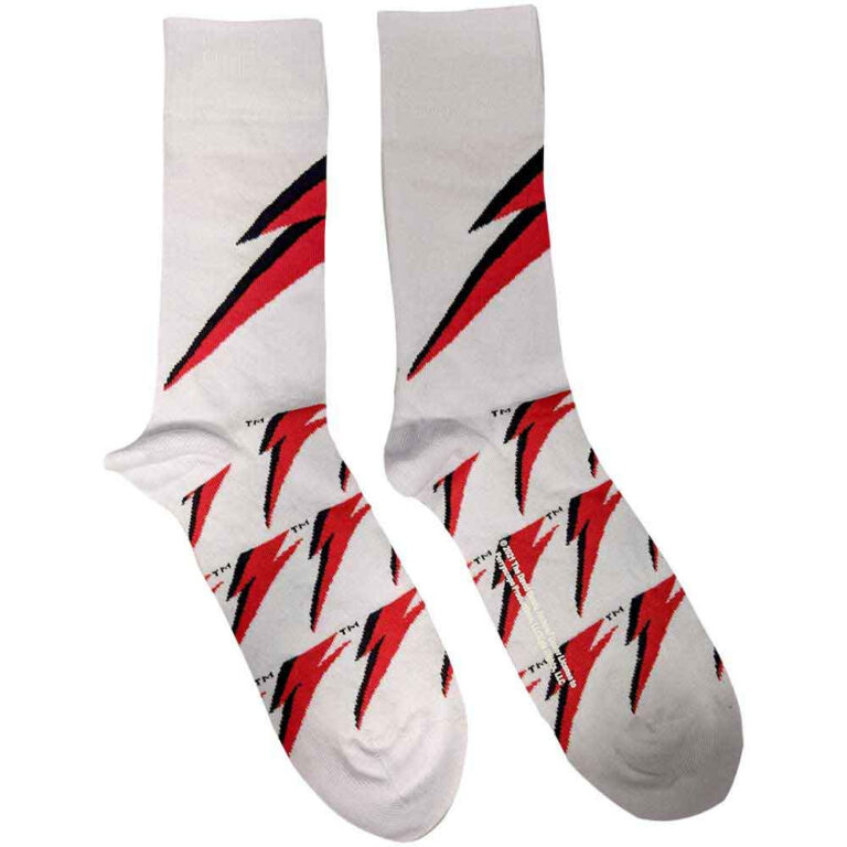David Bowie Unisex Flash White UK Size 7 – 11 Socks