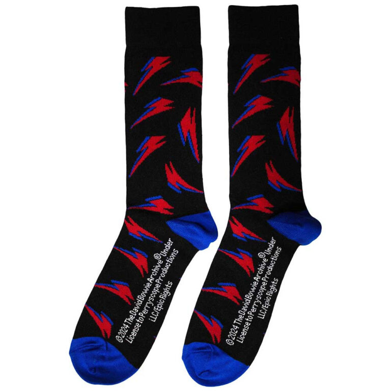 David Bowie Unisex Flash Pattern Black UK Size 6 – 11 Socks
