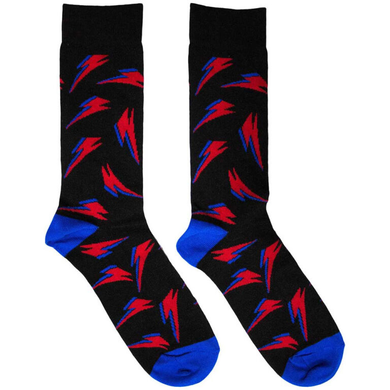 David Bowie Unisex Flash Pattern Black UK Size 6 – 11 Socks