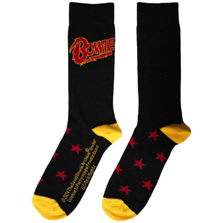 David Bowie Unisex Stars Black UK Size 6 – 11 Socks