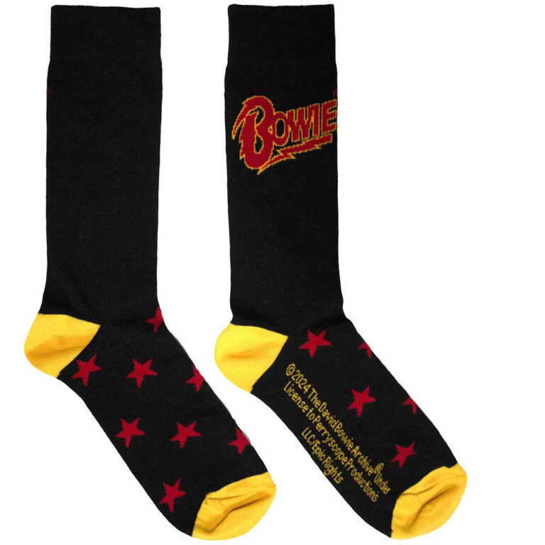 David Bowie Unisex Stars Black UK Size 6 – 11 Socks