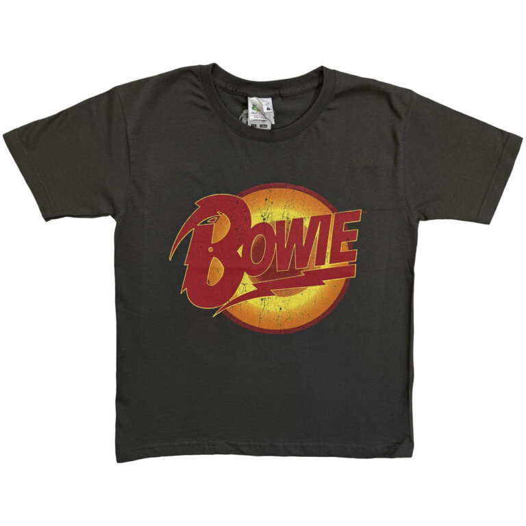 David Bowie Diamond Dogs Logo Charcoal Grey Kids T-Shirt