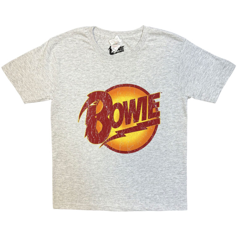 David Bowie Vintage Diamond Dogs Logo Heather Grey Kids T-Shirt