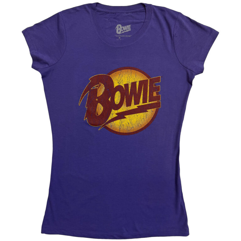 David Bowie Vintage Diamond Dogs Logo Purple Ladies T-Shirt