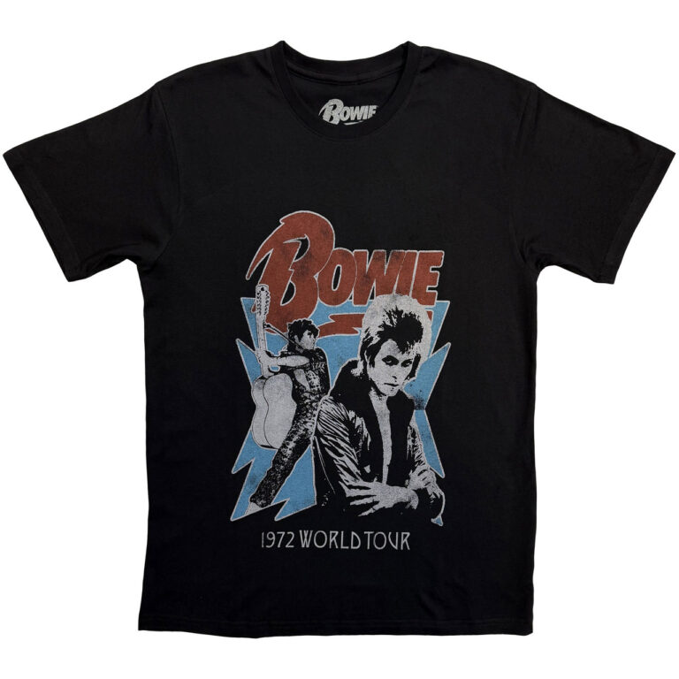 David Bowie 1972 World Tour Black T-Shirt