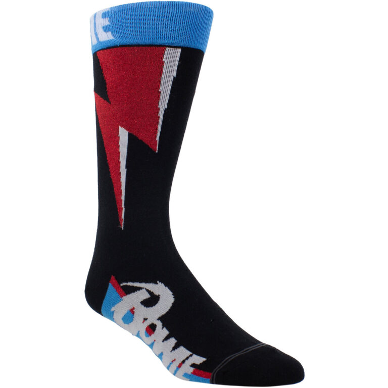 David Bowie Red Flash Black UK Size 6.5 – 11 Crew Socks