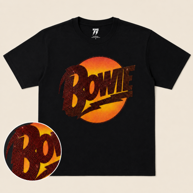 David Bowie Diamond Dogs Logo Black Embellished T-Shirt