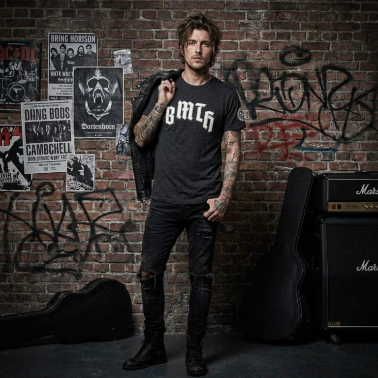 Bring Me The Horizon Crooked Young Applique Black Embellished T-Shirt