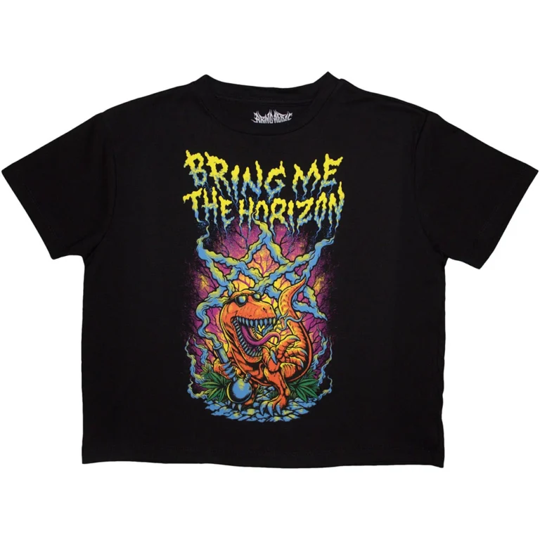 Bring Me The Horizon Smoking Dinosaur Black Ladies Crop Top