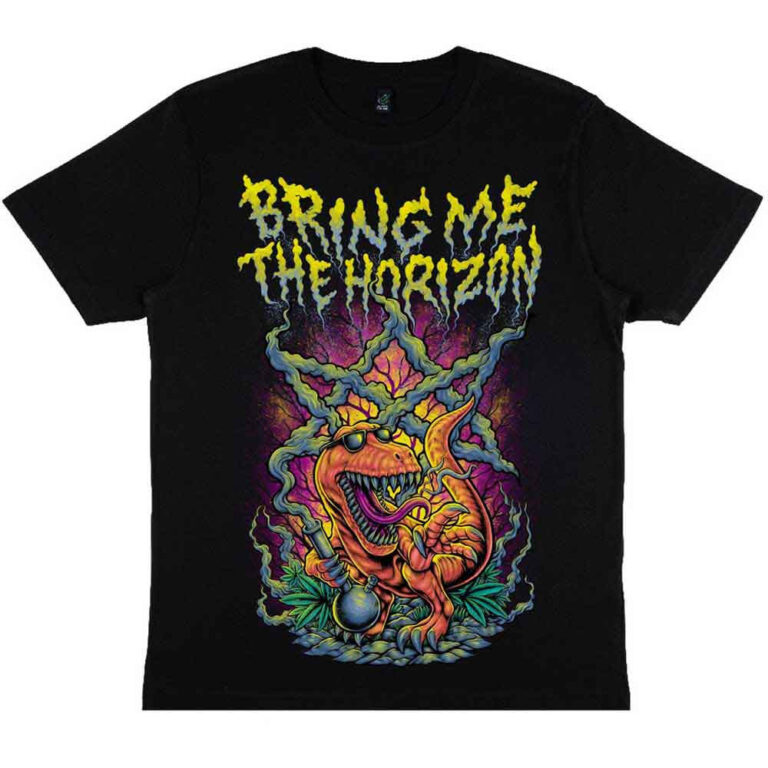 Bring Me The Horizon Smoking Dinosaur Black T-Shirt