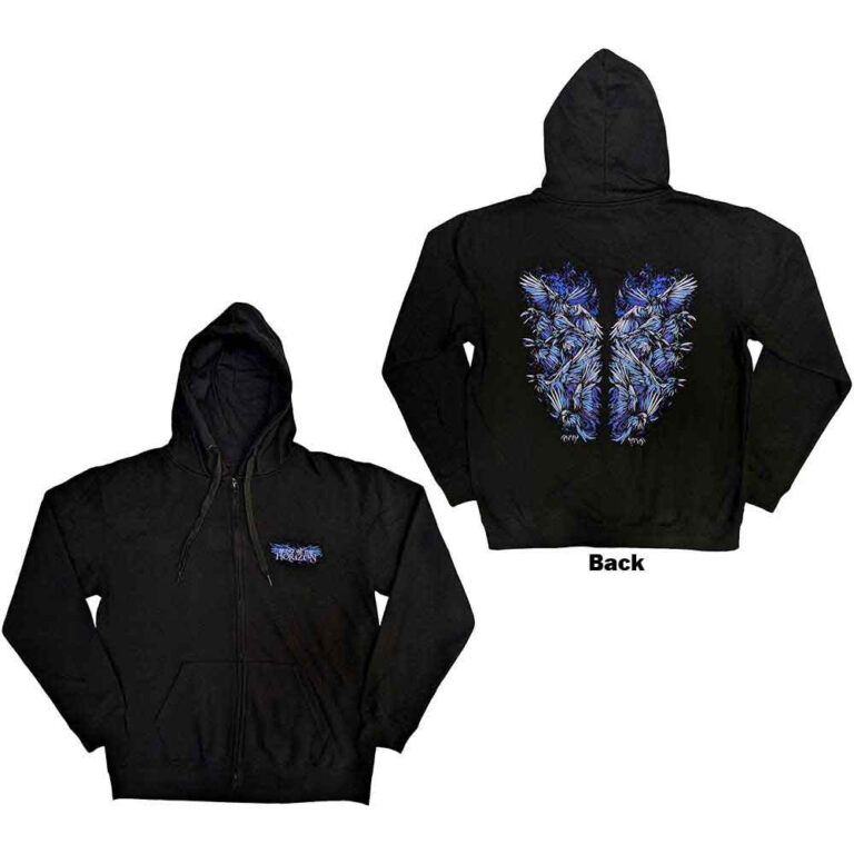 Bring Me The Horizon Blue Crow Wings Black Back Print Zip Hoodie