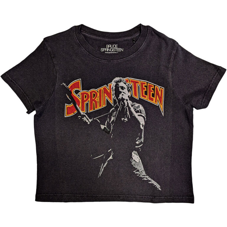 Bruce Springsteen Stage Pose Black Ladies Crop Top