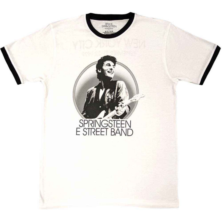 Bruce Springsteen NYC White Back Print Ringer T-Shirt