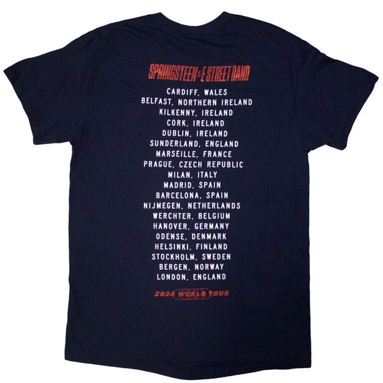 Bruce Springsteen Tour ’24 Guitar Photo Navy Blue Back Print & Ex-Tour T-Shirt