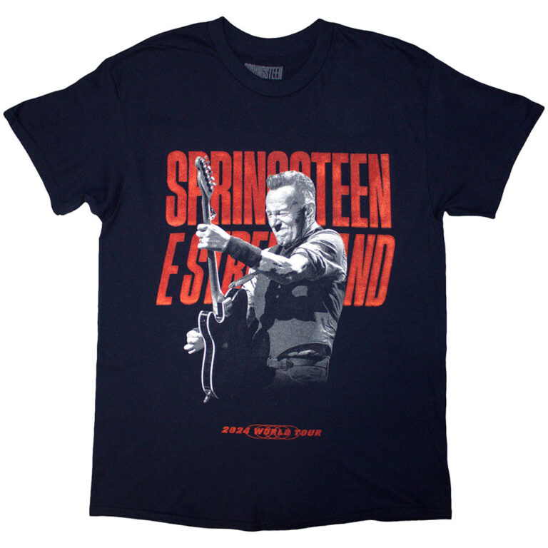 Bruce Springsteen Tour ’24 Guitar Photo Navy Blue Back Print & Ex-Tour T-Shirt