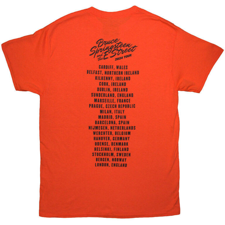Bruce Springsteen Tour ’24 River Font Orange Back Print & Ex-Tour T-Shirt