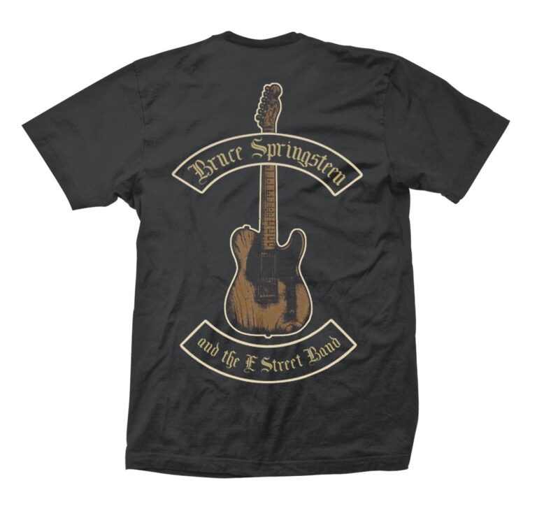 Bruce Springsteen – Black Motorcycle Guitars Front / Back Print T-Shirt