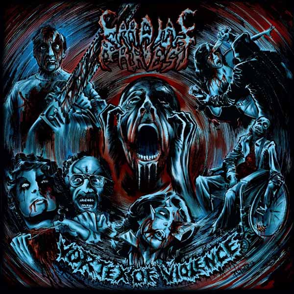 Cardiac Arrest – VORTEX OF VIOLENCE (ELECTRIC BLUE VINYL W/ HEAVY HOT PINK SPLATTER) Vinyl LP
