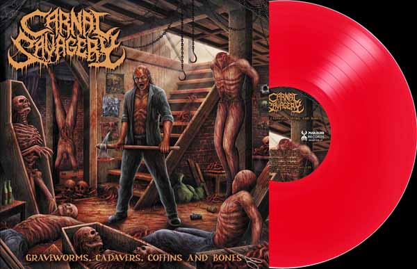 Carnal Savagery – GRAVEWORMS, CADAVERS, COFFINS AND BONES (CLEAR BLOOD RED) Vinyl LP