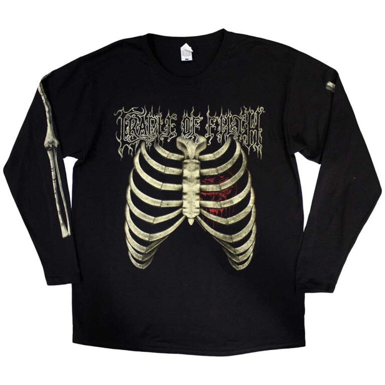 Cradle Of Filth Skeleton Black Back & Sleeve Print Long Sleeve T-Shirt