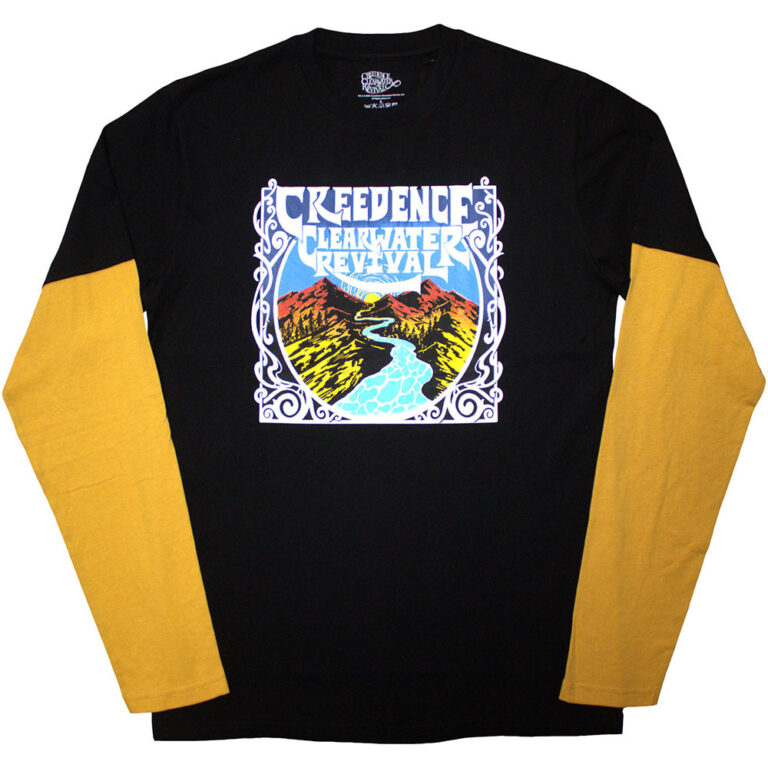 Creedence Clearwater Revival Unisex 2 In 1 Layered Long Sleeve T-Shirt: River Black & Yellow T-Shirt