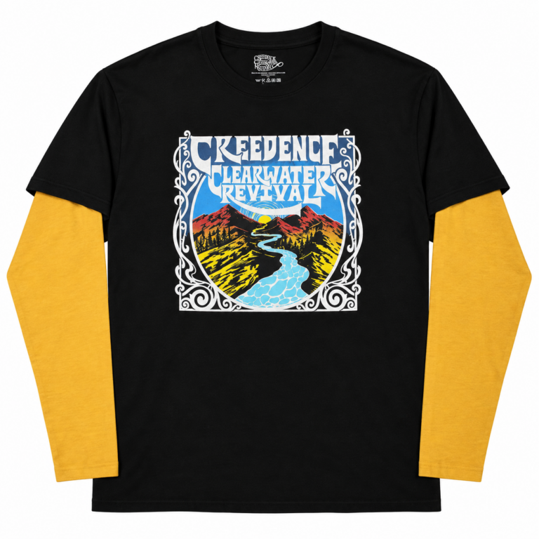 Creedence Clearwater Revival Unisex 2 In 1 Layered Long Sleeve T-Shirt: River Black & Yellow T-Shirt