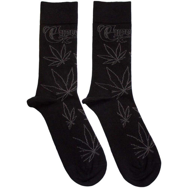 Cypress Hill Unisex Leaf Pattern Black Socks