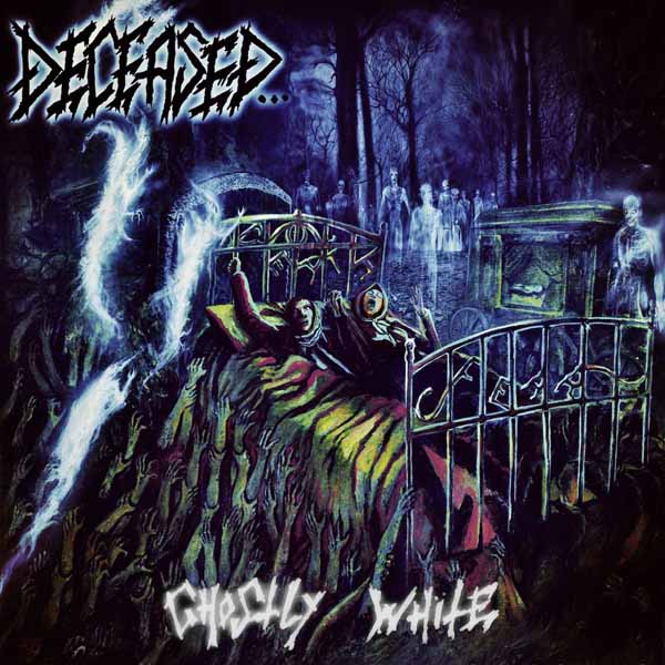 Deceased… – GHOSTLY WHITE (12″ GATEFOLD DOUBLE LP ON BLUE VINYL W/ BLACK MARBLE, POSTER, BOOK, OBI STRIP) Vinyl Double Album