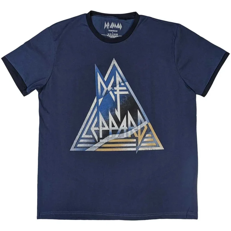 Def Leppard Triangle Logo (Denim Blue) Ringer T-Shirt