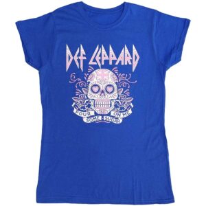 Def Leppard Pour Some Sugar On Me Skull Tour 2019 Blue Ex-Tour Ladies T-Shirt