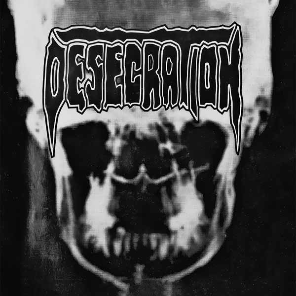 Desecration – INHUMAN (12″ LP ON CRYSTAL CLEAR VINYL W/ WHITE & BLACK RIPPLE – INSERT, OBI STRIP) Vinyl LP