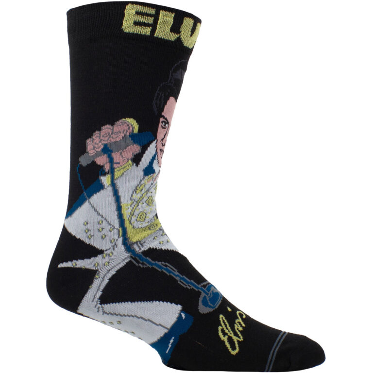 Elvis Presley Cartoon (Black) (UK Size 6.5 – 11) Crew Socks