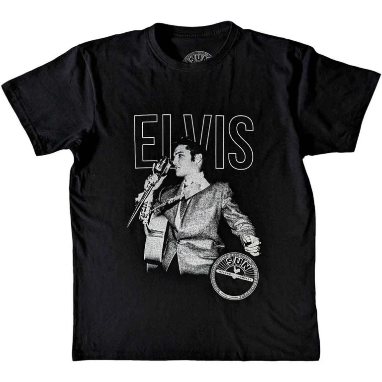 Sun Records Elvis Live Portrait Black T-Shirt