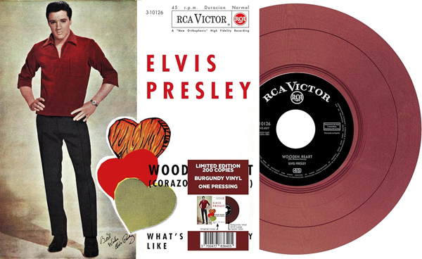 Elvis Presley – EP ÉTRANGER N°10 – WOODEN HEART (SPAIN) BURGUNDY VINYL 7″ Vinyl
