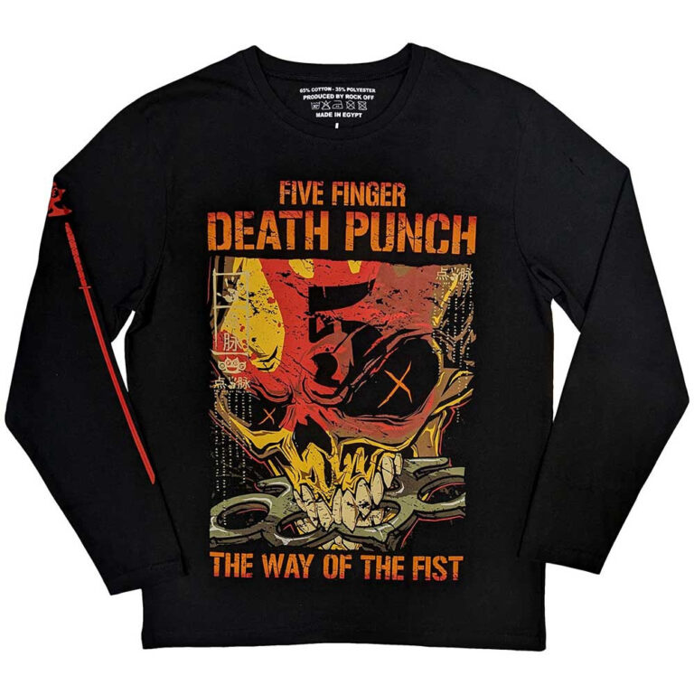 Five Finger Death Punch The Way Of The Fist (Black) (Back & Sleeve Print) Long Sleeve T-Shirt