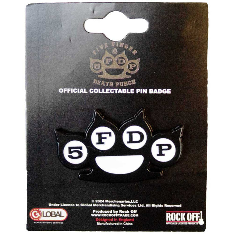 Five Finger Death Punch Knuckles B&W Pin Badge