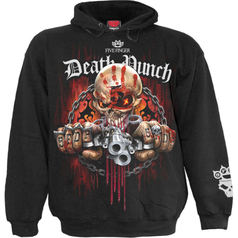 Five Finger Death Punch Assassin (Black) (Back & Sleeve Print) Pullover Hoodie