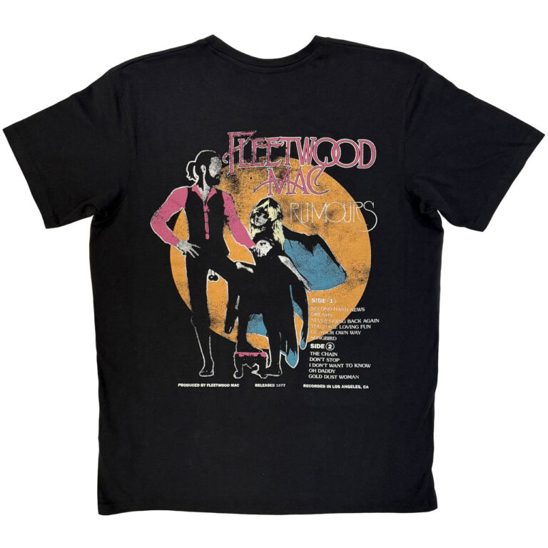 Fleetwood Mac Unisex Premium Carbon T-Shirt: Rumours Black Back Print T-Shirt