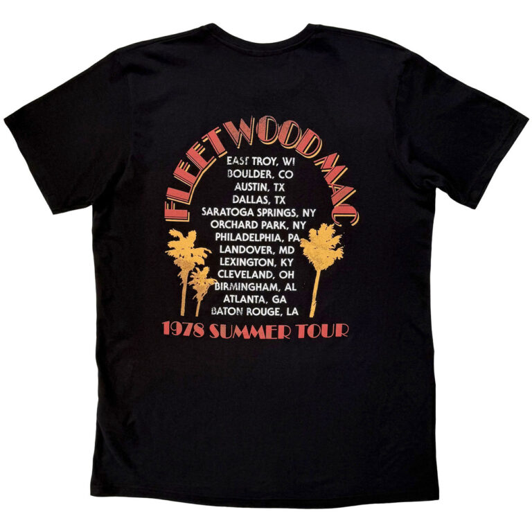 Fleetwood Mac Unisex Premium Carbon T-Shirt: Summer Tour Black Back Print T-Shirt