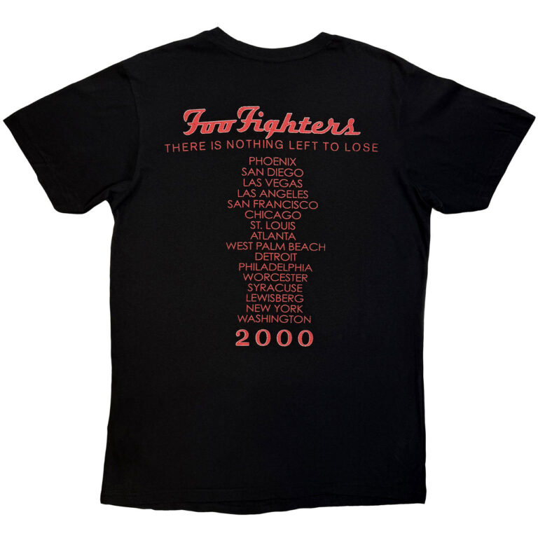 Foo Fighters Unisex Premium Carbon T-Shirt: Nothing Left To Lose Tour Black Back Print T-Shirt
