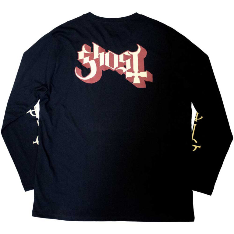 Ghost Papa & Radient Ghouls (Black) (Back & Sleeve Print) Long Sleeve T-Shirt