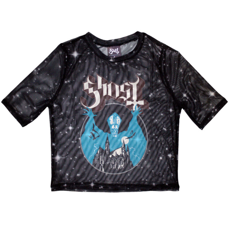 Ghost Ladies Mesh Crop Top: Opus Black T-Shirt