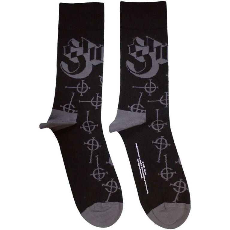 Ghost Symbol Pattern (Black) (UK Size 4 – 7) Socks